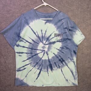 Monkey Shack Shirt Mens Extra Large Blue Tie Dye Panama City Beach Florida Tee